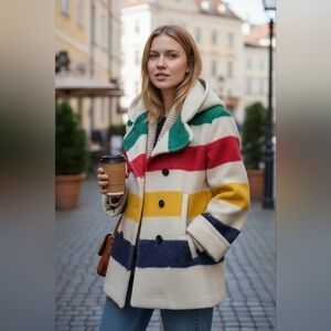 Hudson’s Bay Point Blanket Wool Coat | Vintage | Made in Canada | M